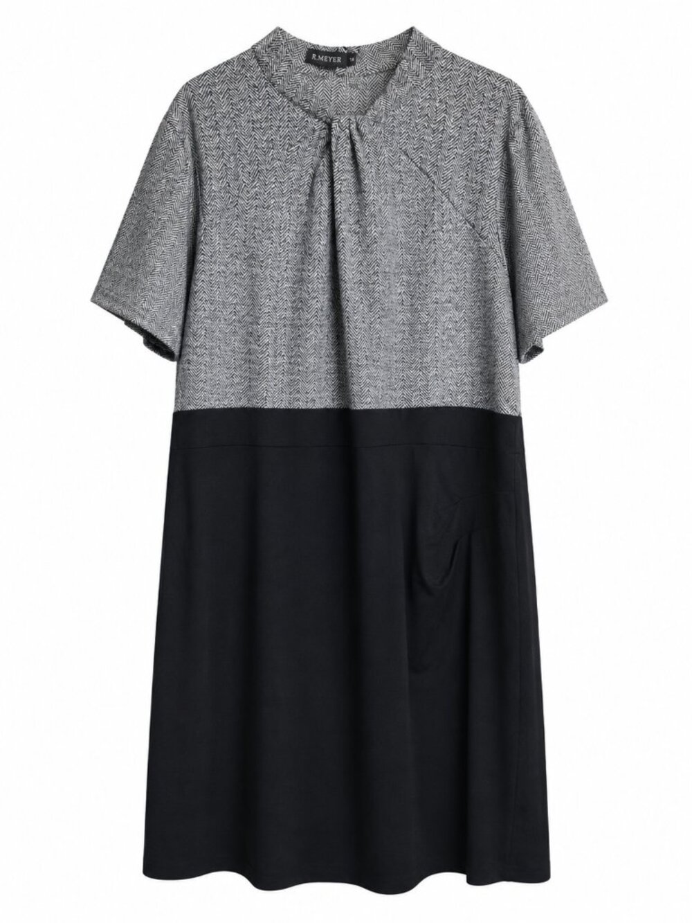 Plus Size 4X Black Gray Herringbone Midi Dress Office Workwear Colorblock
